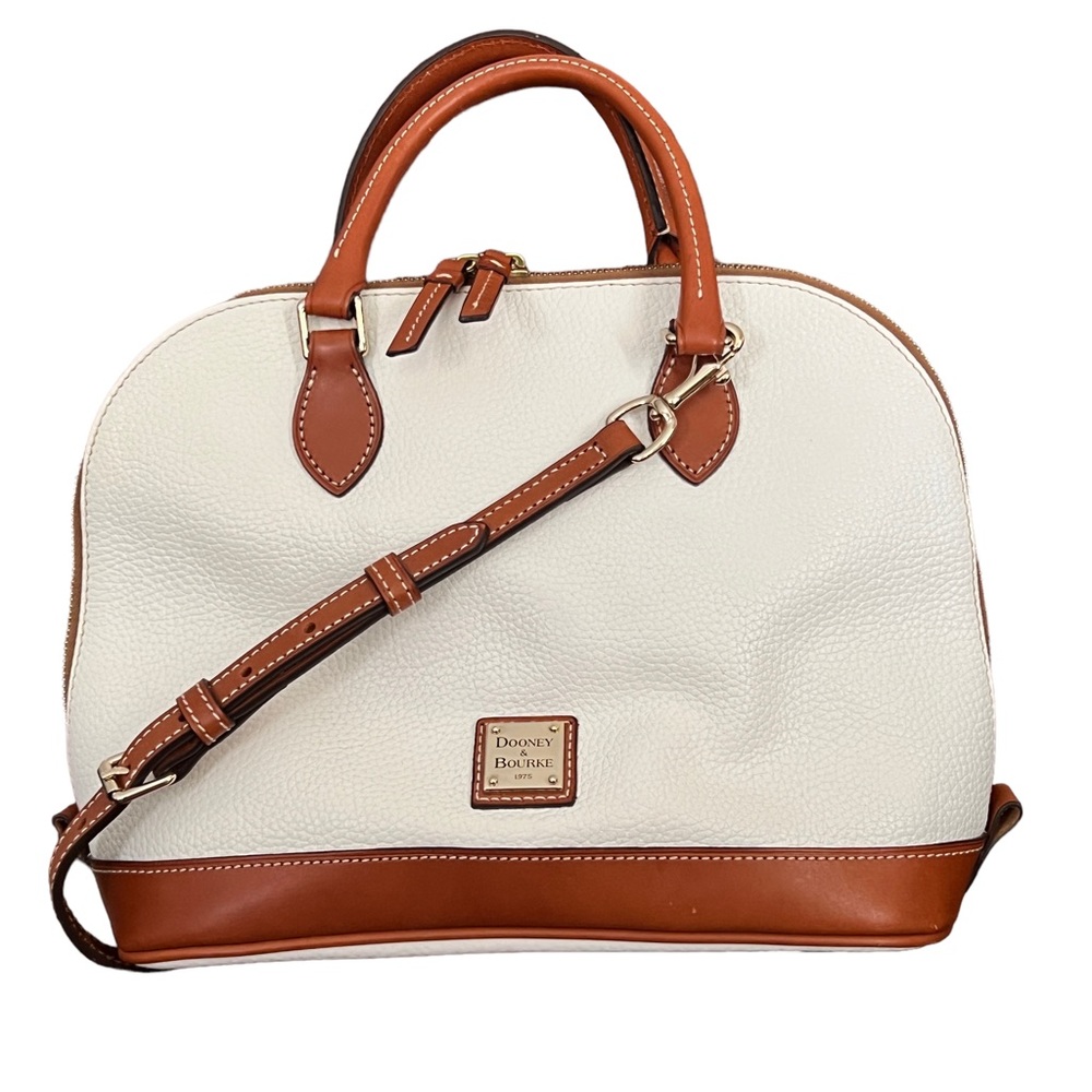 Dooney & Bourke Pebble Grain Zip Zip Satchel White